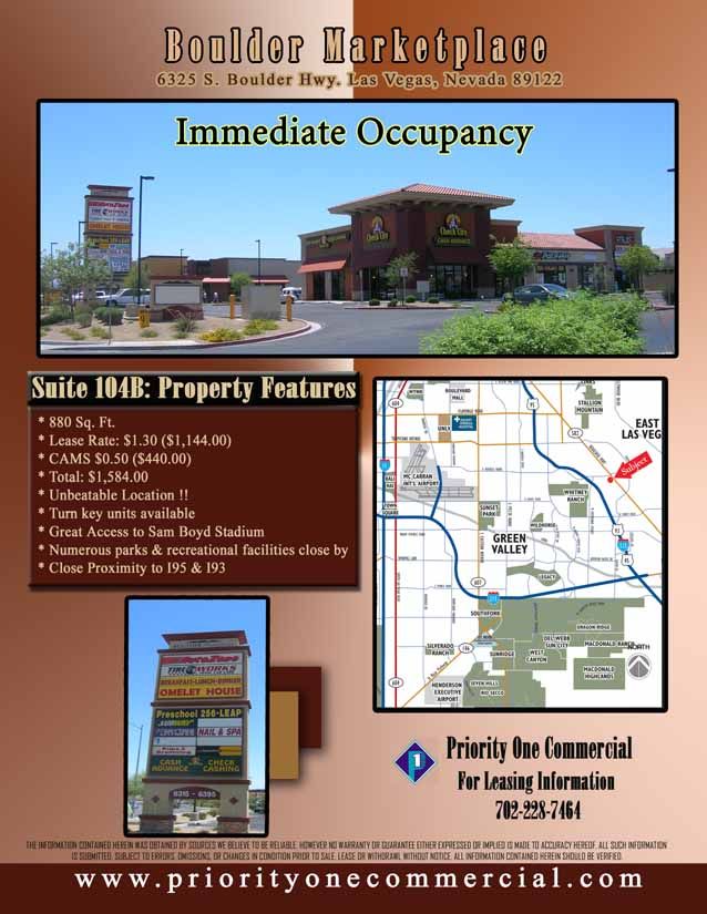 6325 S. Boulder Hwy Suite 104B, Las Vegas, NV 89122